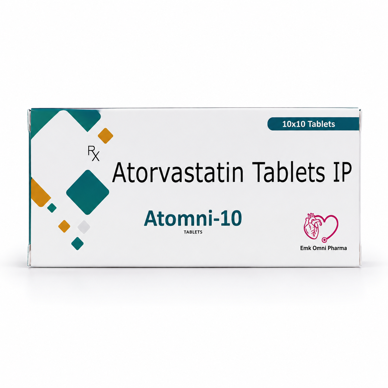 Atomni-10 — Atorvastatin Calcium IP equivalent to Atorvastatin 10 mg | Cholesterol & Lipid Care by EMK Omni Pharma