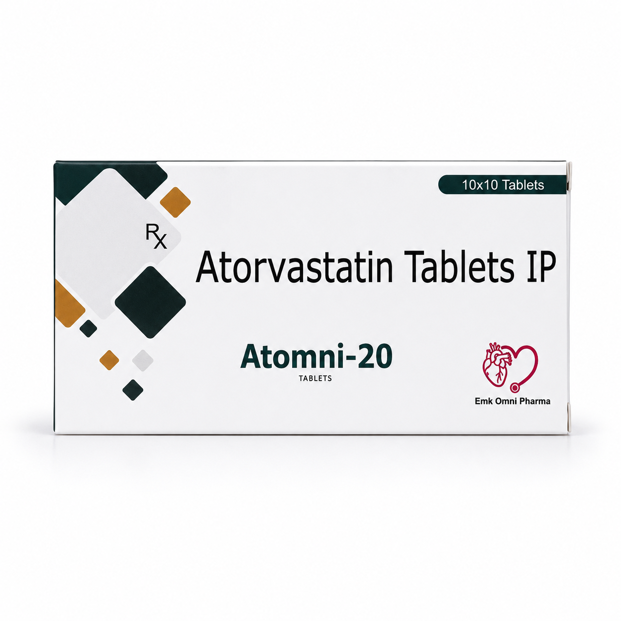 Atomni-20 — Atorvastatin Calcium IP equivalent to Atorvastatin 20 mg, along with approved excipients | Cholesterol & Lipid Care by EMK Omni Pharma