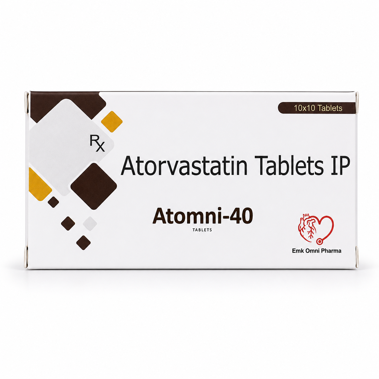 Atomni-40 — Atorvastatin Calcium IP equivalent to Atorvastatin 40 mg, along with approved excipients | Cholesterol & Lipid Care by EMK Omni Pharma